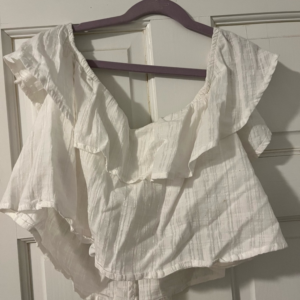 White Ruffled Off-Shoulder Top